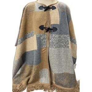 NEW COCO + CARMEN faye color block rena with fringe in camel/grey